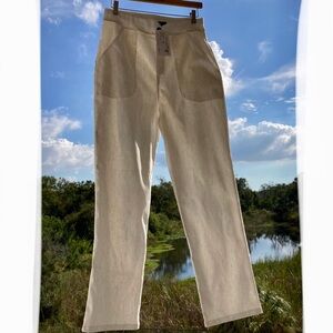 NWT HUE Women's White Cream Pants Stretch SZ: M